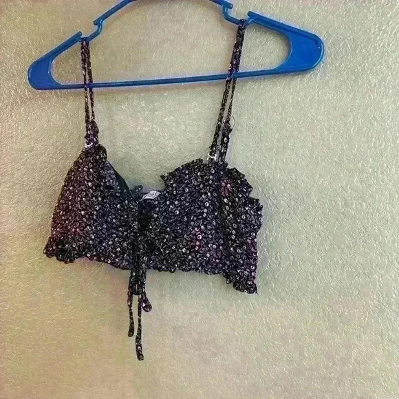 Free People crop top bralette floral pattern women’s sz medium removable strap - Picture 3 of 9
